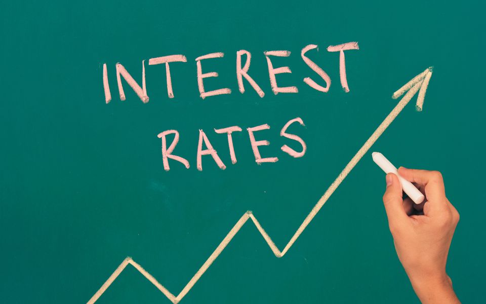 interest rates written on blackboard