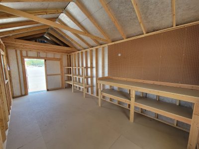 shed interior with shelving option
